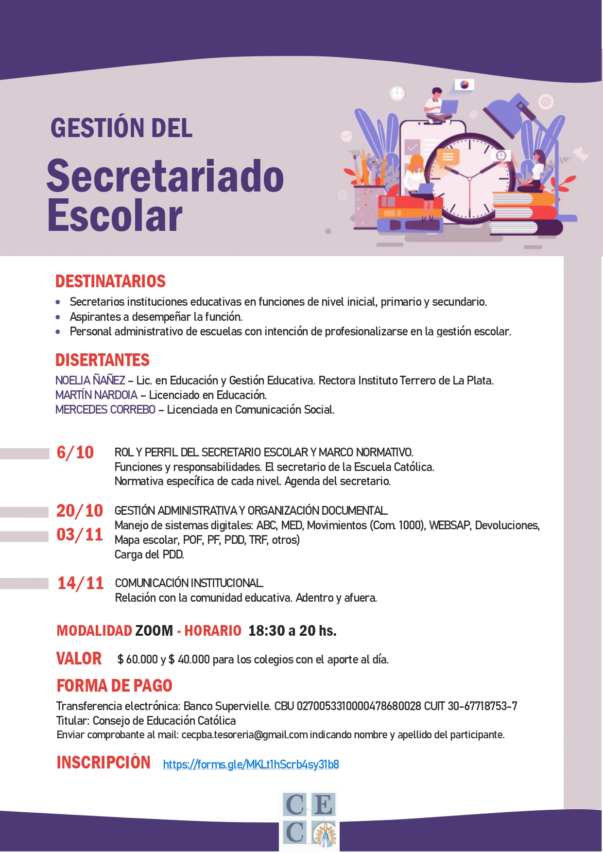 BP 156 Capacitación virtual 2025 - GESTIÓN DEL SECRETARIADO ESCOLAR